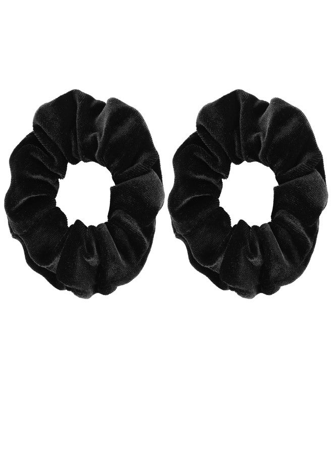 YISSION 2 Pcs Black Velvet Hair Scrunchies for Women Girls Thick Hair Ties Fashion Hair Bands Ponytail Holders Black Hair Accessories for Women Girls - Image 1